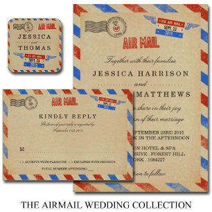 The Vintage Airmail Wedding Collection Invitation