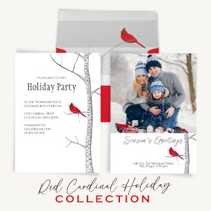 Season's Greeting Photo Red Cardinal Christmas Holiday Card