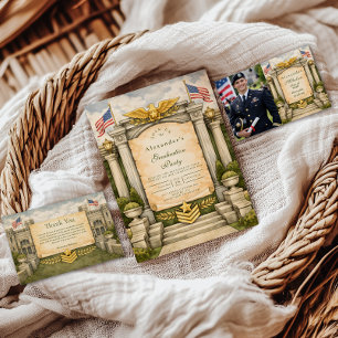 Formal Military Graduation Celebration Thank You Card