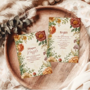 Terracotta Floral Baby in Bloom Baby Shower Paper Plate