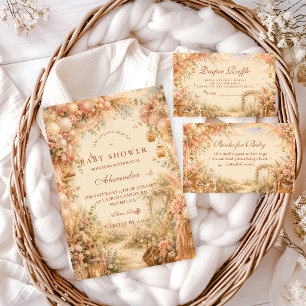 Serviette En Papier Baby Shower Bohème Rose Élégant