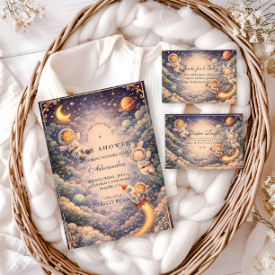 Astronaut Animals Space Baby Shower Invitation
