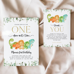 Cute Dinosaurs, T-Rex, Jurassic, First Birthday Invitation
