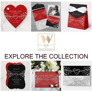 Gothic Elegant Red Floral Wedding Save The Date