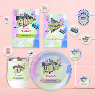 Nostalgic Back to the 90s Retro Birthday Wrapping Paper Sheet