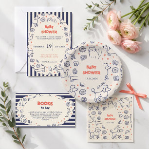Dog Cat Navy Bakery Baby Shower Enclosure Card