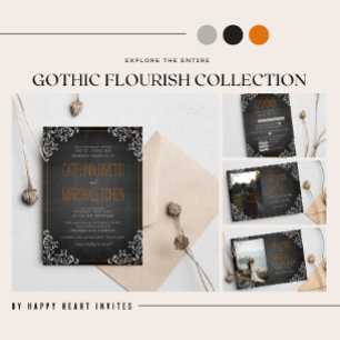 Invitation Gothique Flourish Halloween Mariage photo de vacan
