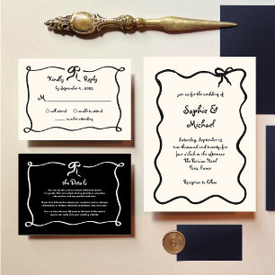 Amour   Black French Bow Wedding Details QR Code Enclosure Card