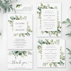 Eucalyptus Green Foliage Wedding Invitation