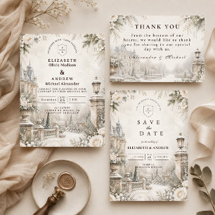 Timeless Elegant Winter Wedding Save The Date