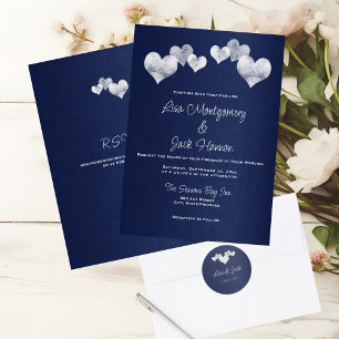White Hearts Navy Elegant Wedding