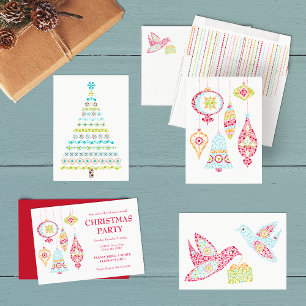 Retro Dots Christmas Tree Happy Holidays Card