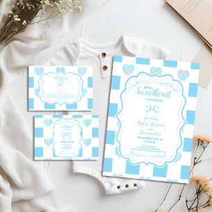 Boy Blue Valentine's Day Hearts Baby Shower Invitation