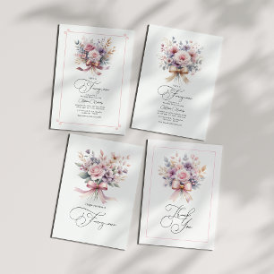 "She's a Fancy One" Bow Floral 1st Birthday Party Invitation