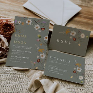 Sage Green Boho Wildflower Wedding Program