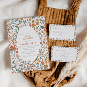 Invitation Baby shower moderne Retro Super Burnt Orange