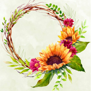 Sunflowers Pink Florals Couples Shower Invitations