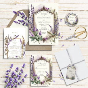 Watercolor Lavender Floral Regal Wedding Invitation