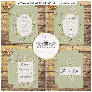 Save The Date Fleur sauvage rustique Sage Green