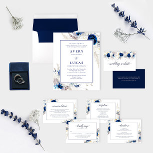 Elegant Blue & White Flowers Wedding Invitation