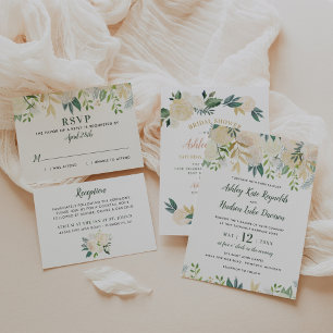 Blush Gold and Green Floral Wedding Bridal Shower Invitation