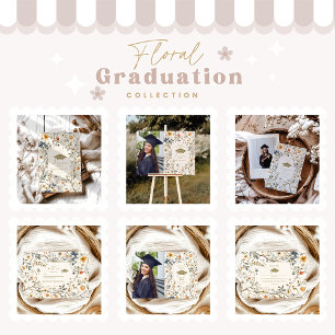 Vintage Elegant Floral Graduation Thank You Card