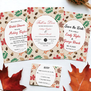 Elegant Fall Leaves Autumn Modern Floral Wedding Save The Date