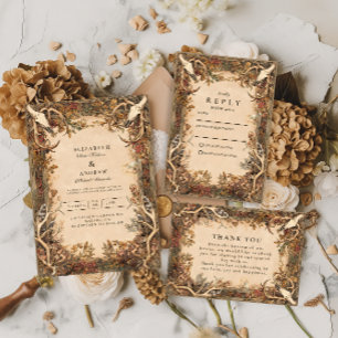 Rustic Antler Autumn Wedding Invitation