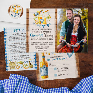 Oktoberfest Bavarian Beer Engagement Party Photo Invitation