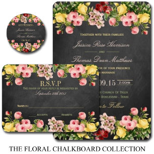 The Vintage Floral Chalkboard Wedding Collection Invitation