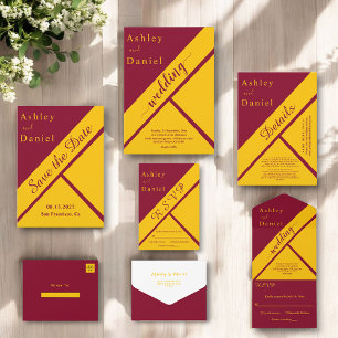 Elegant Luxury Burgundy And Gold Gilded Wedding Invitation