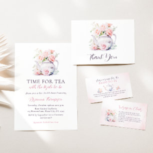 Elegant Pink Rose Bridal Shower Share A Recipe Enclosure Card