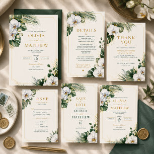 Invitation de mariage de luxe à l'orchidée tropica