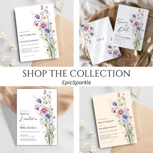 Invitation Whimsical Fleur sauvage Rustic Boho Elegant Mariag