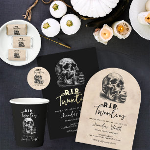 RIP Twenties Vintage Skull 30th Birthday Party Invitation