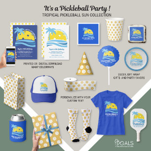 Tropical Palm Tree Beach Ocean Pickleball Party  Invitation