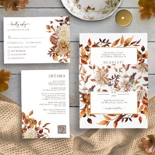 Fall Elegant Leaves Wedding Invitation