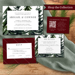 Rustic Forest Tartan Plaid Red Black Green White All In One Invitation