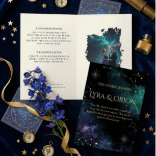 Celestial Stars   Real Gold Foil Wedding Invitation Belly Band