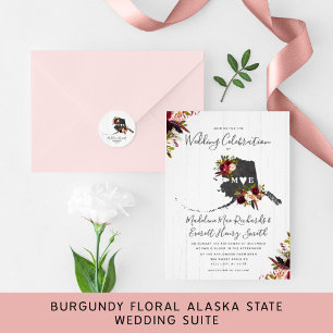 Alaska State Rustic Magnetic Wedding Invitation