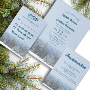 Snowy Mountain Forest Wedding Event Return Address