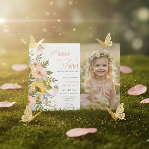 Magical Fairy Floral Garden Pixie Girls photo Invitation