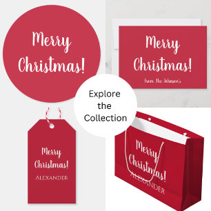 Modern Photo Template Red Family Name Christmas