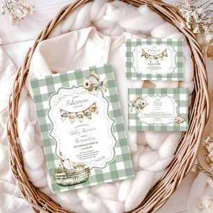 Rustic Little Fisherman Fishing   Baby Shower Invitation