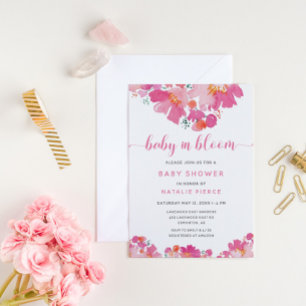 It's a Girl Baby in Bloom Baby Shower Pink Floral Postcard
