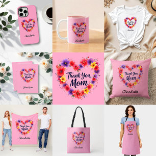 Thank You Mom   Personalized Floral Mother's Day Apron