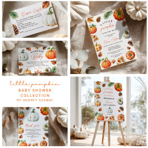 Fall Little Pumpkin Autumn Baby Diaper Raffle Enclosure Card