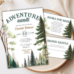 Carte D'accompagnement Watercolor Adventure Forest Books for Baby shower