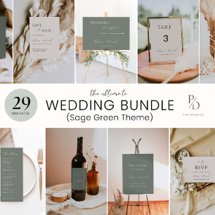 Sage Boho Wedding Bar Menu Sign Template