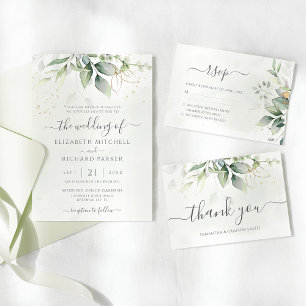 Invitation Mariage botanique Feuille Eucalyptus Green